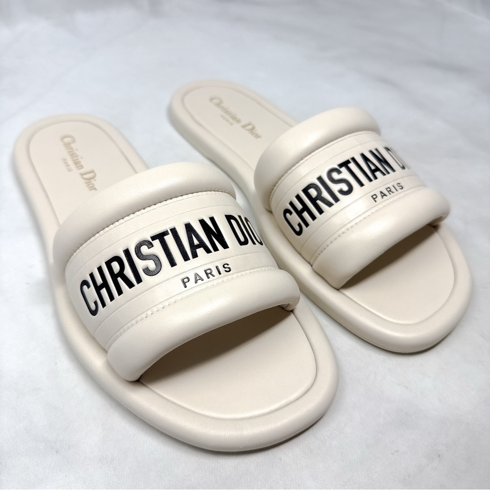Christian Dior Every-D Logo Lambskin Leather Flat Slide Mule Sandal Shoes 39.5 - Picture 2 of 12